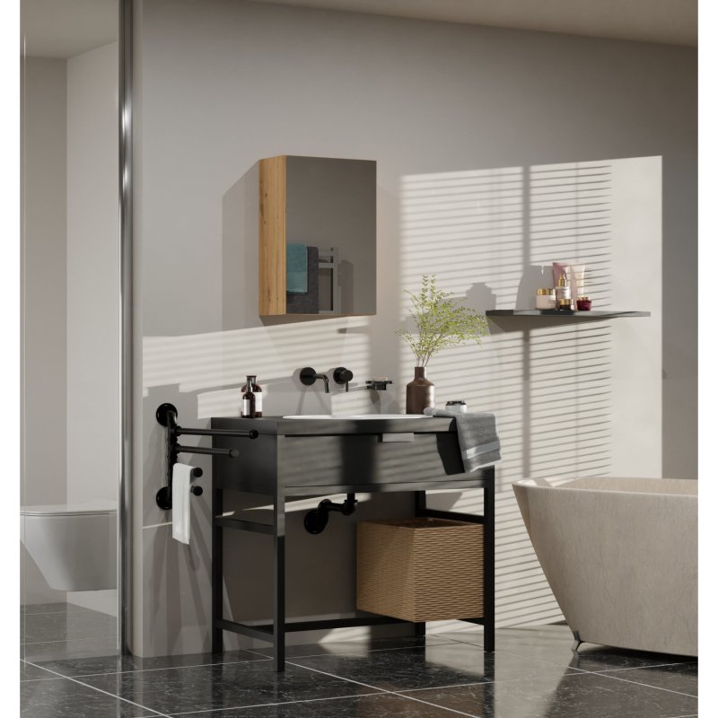 Topeshop POLA 1DL ARTISAN bathroom storage cabinet Oak