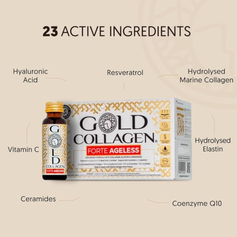 Gold Collagen Forte Ageless Anti-Wrinkle Collagen Supplements for Women and Men