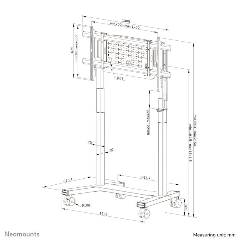 Neomounts FL55-975BL1 Support au sol mobile 75-115" - motorisé