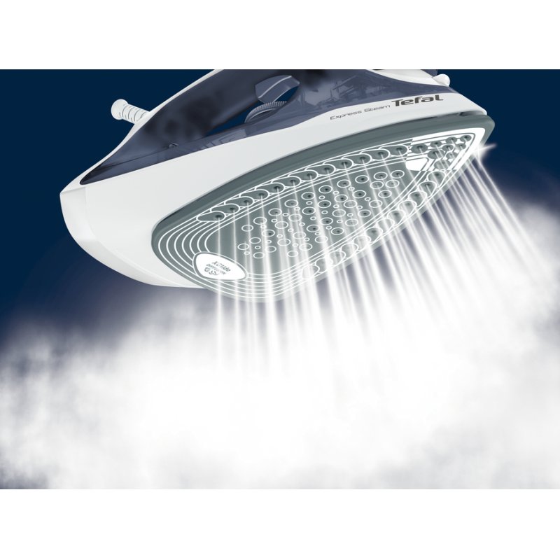 Tefal Express Steam FV2837 Fer à repasser à sec ou à vapeur Semelle en cérilium 2400 W Bleu, Gris, Blanc