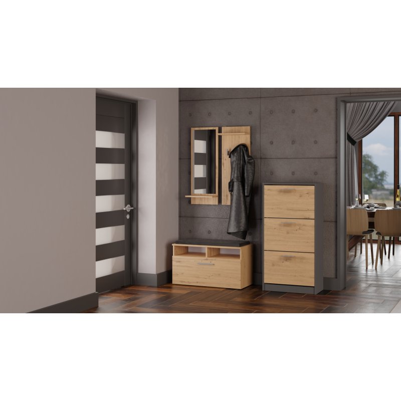 Topeshop PAULA ANT/ART shoe organizer Closed Anthracite Oak