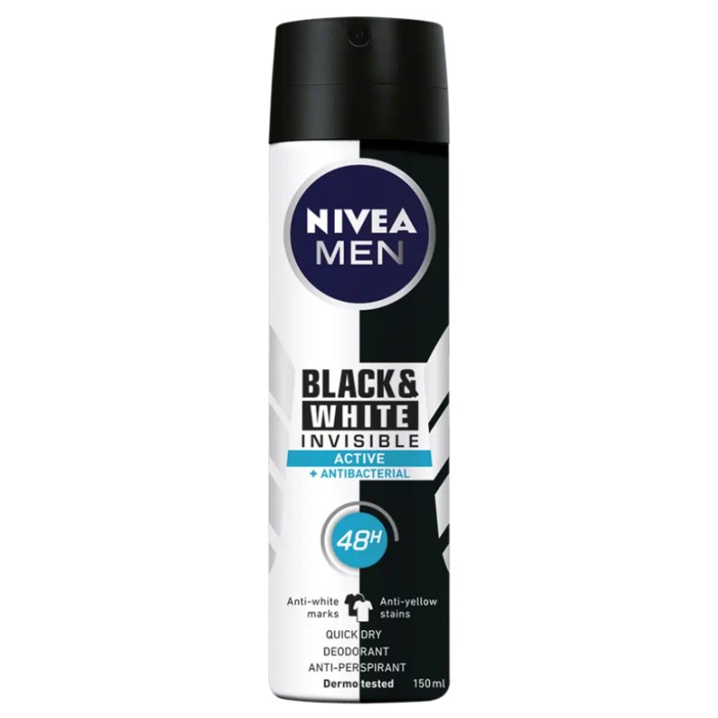 NIVEA BLACK & WHITE INVISIBLE ACTIVE Hommes Déodorant spray 150 ml 1 pièce(s)