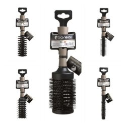 Round Hairbrush with Natural Bristles and Skeleton Design