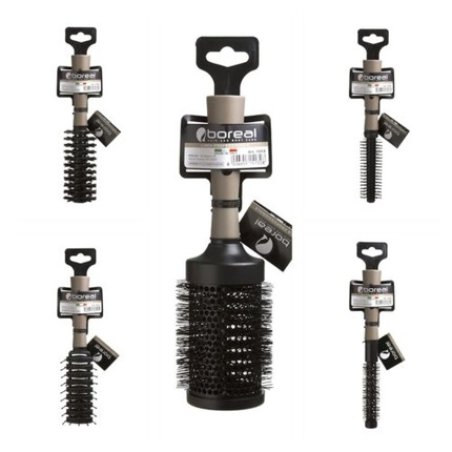 Round Hairbrush with Natural Bristles and Skeleton Design