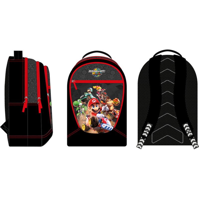MARIO KART WORLD - Sac à Dos 3 Compartiments '32x45x18cm'