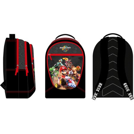 MARIO KART WORLD - Sac à Dos 3 Compartiments '32x45x18cm'