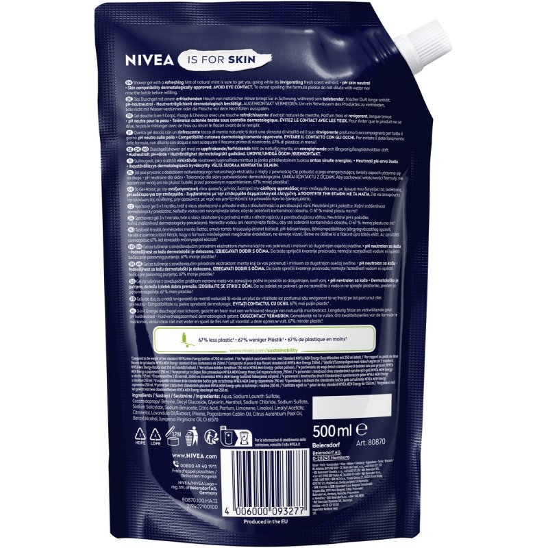 NIVEA MEN Energy 500 ml Shower gel Body & face & hair