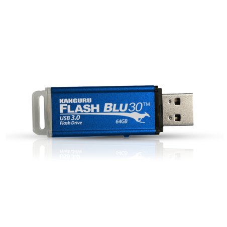 iStorage Kanguru FlashBlu30 SuperSpeed USB3.0 64GB |Secure Flash Drive| Physical Write Protect Switch | Windows