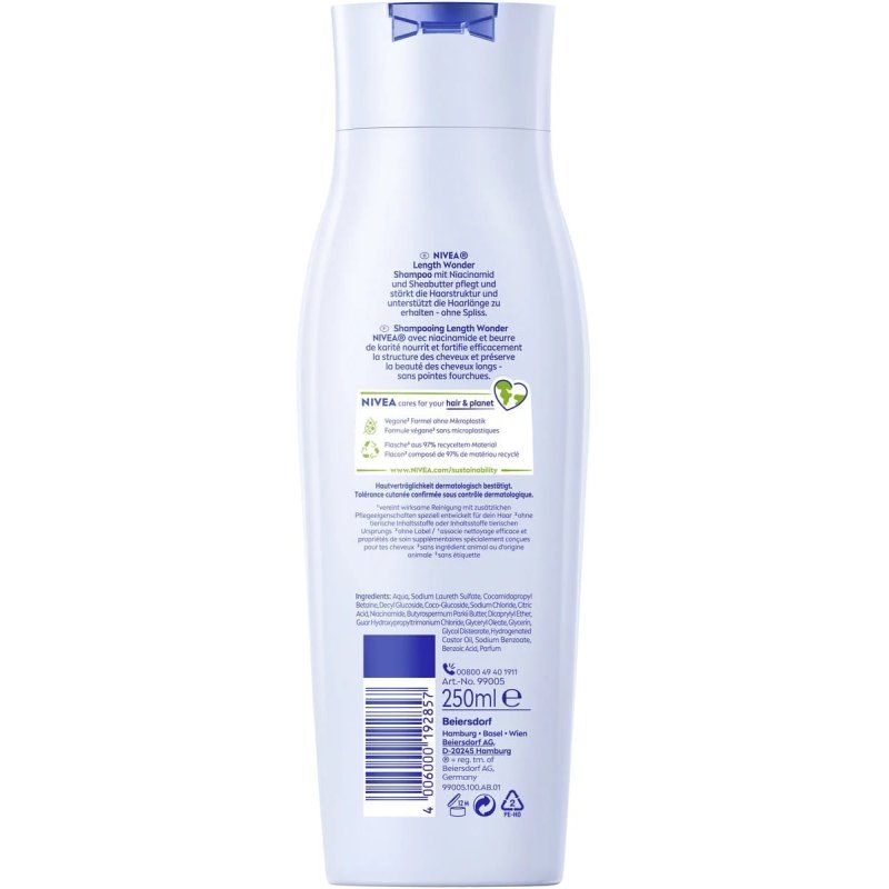 NIVEA Lenght Wonder 250 ml Shampoing Non-professionnel Femmes