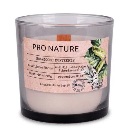 Müller Kerzen Pro Nature wax candle Cylinder Birch wood, Grass Grey 1 pc(s)