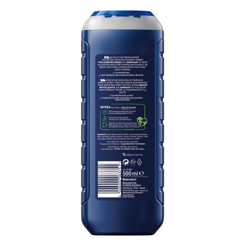 Nivea Men Sport Deodorant Gel 3 In 1 500 Milliliters