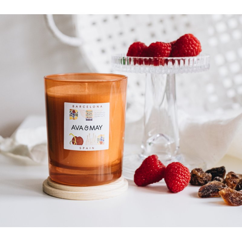 AVA & MAY CA-BR-180 wax candle Cylinder Caramel, Floral, Fruity Orange, White, Wood 1 pc(s)