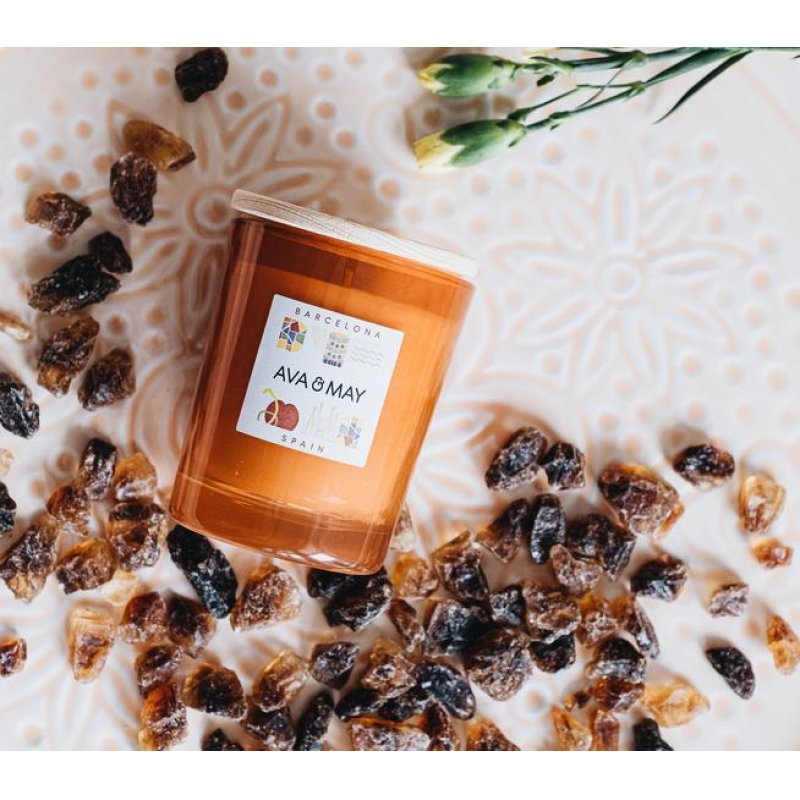 AVA & MAY CA-BR-180 wax candle Cylinder Caramel, Floral, Fruity Orange, White, Wood 1 pc(s)