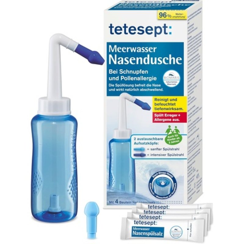 Tetesept Seawater Nose Shower for Runny Nose and Pollen Allergy