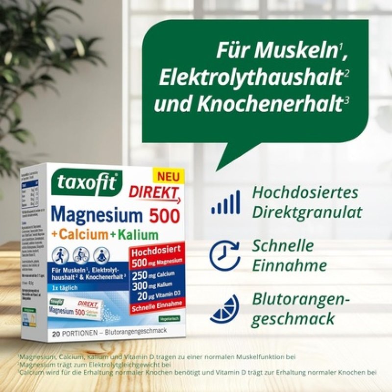 Taxofit Magnesium 500 Calcium Potassium Direct Granules for Muscles