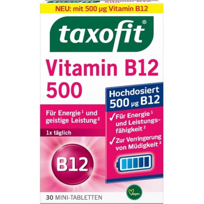 Taxofit B12 500 Minitablets with High Dose Vitamin B12 for Energy