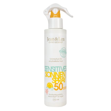 Jean & Len Sensitive Sun Spray SPF 50 Spray de protection solaire Visage et corps Adultes et enfants