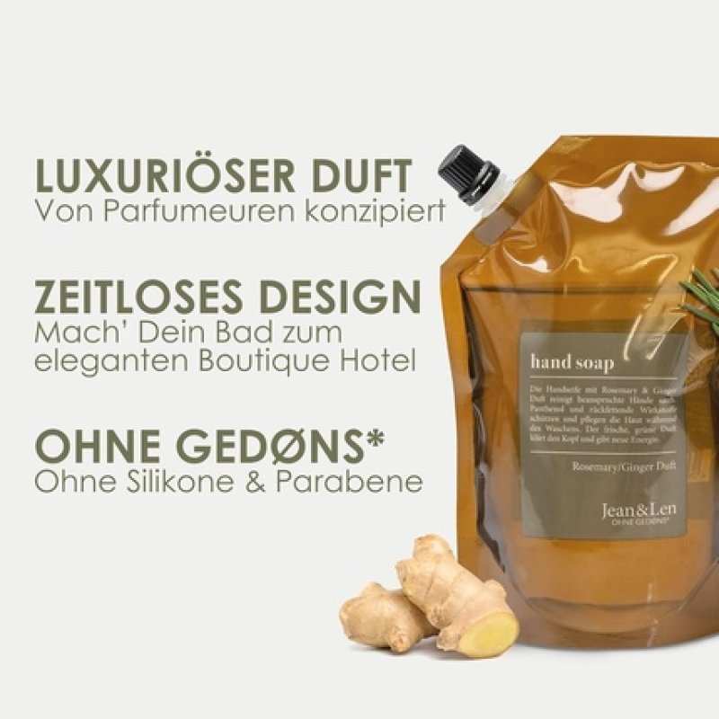 Jean & Len Hand Soap Rosemary & Ginger for Stressed Hands