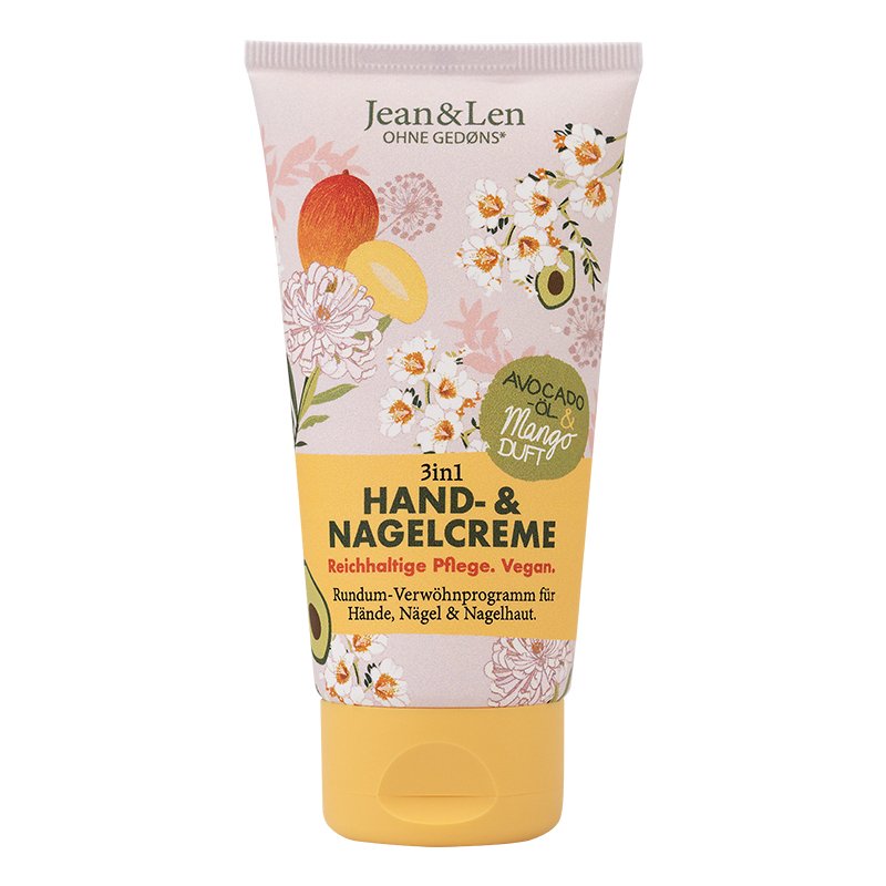 Jean & Len Hand & Nail Cream Mango & Avocado Vegan Care Formula with Shea