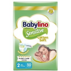 Babylino Sensitive Cotton Soft Baby Diaper No2 3-6 Kg Value Pack 50 Pieces