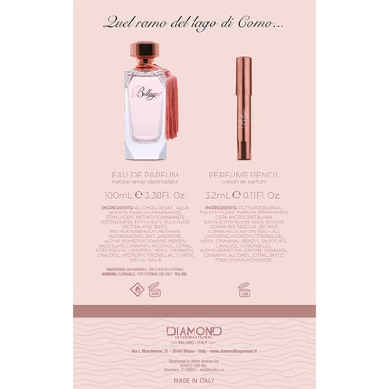 Belagio Women's Gift Box Eau de Parfum 100ml Pen 3.2ml Fruity Scent Citrus Musk Made in Italy