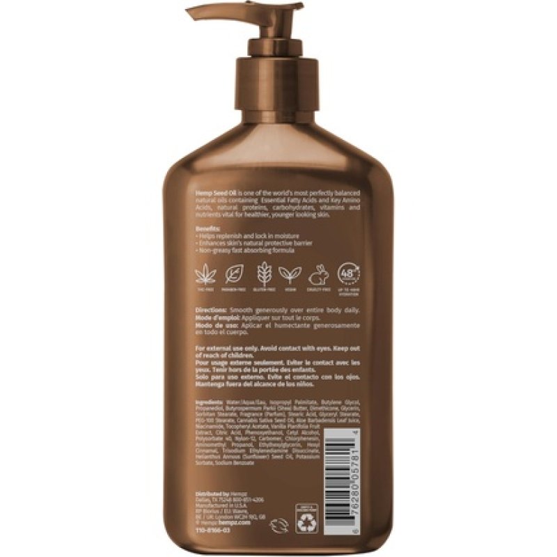 Hempz Vanilla Lux Herbal Body Moisturizer with Niacinamide, Shea Butter, and Aloe