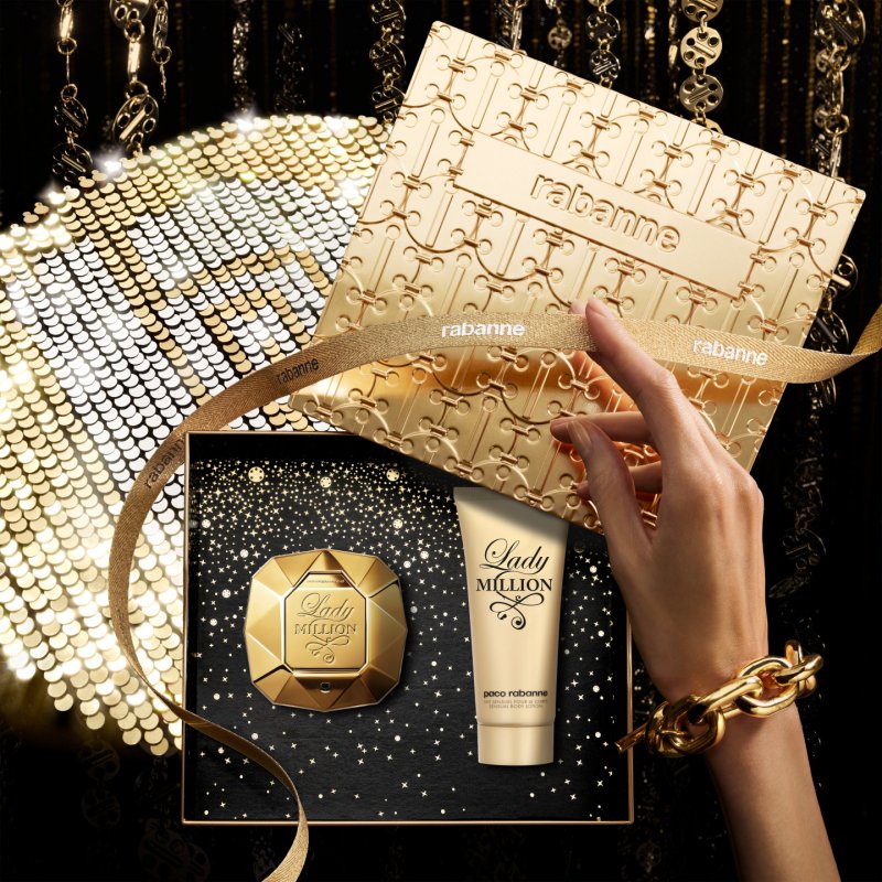 Paco Rabanne Lady Million 50ml EDP Spray 75ml Body Lotion Gift Set 2023