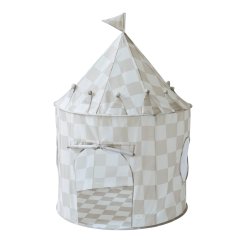 3 Sprouts - Play Tent - Checkerboard Beige - Height: 135 cm, Diameter: 100 cm