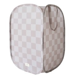 3 Sprouts - Pop-Up Laundry Hamper - Checkerboard beige - 36 cm x 36 cm x 58 cm