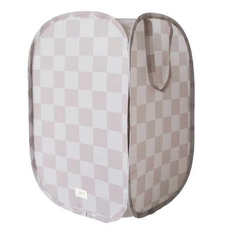 3 Sprouts - Pop-Up Laundry Hamper - Checkerboard beige - 36 cm x 36 cm x 58 cm