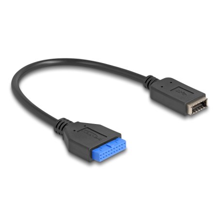 19 Pin USB Pfostenbuchse zu USB Typ-E Key A Buchse (schwarz/blau, 25cm)