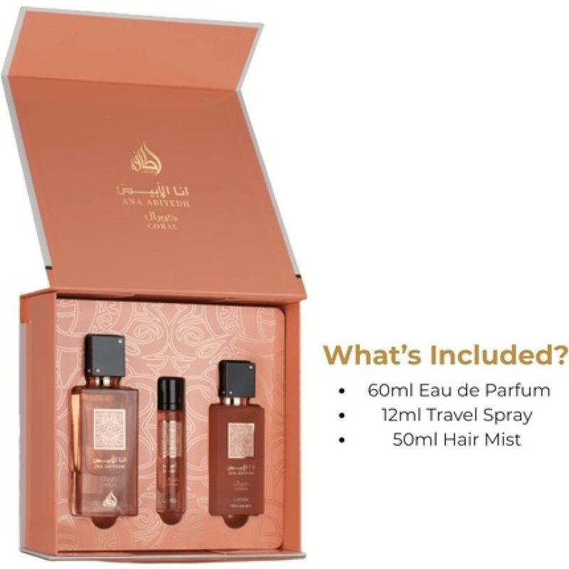 Lattafa Ana Abiyedh Coral Perfume Gift Set 60ml Eau De Parfum