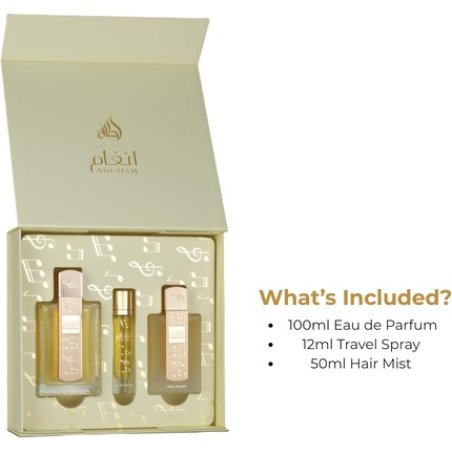Lattafa Angham 3-Piece Perfume Gift Set 100ml Eau De Parfum and 12ml Travel Spray