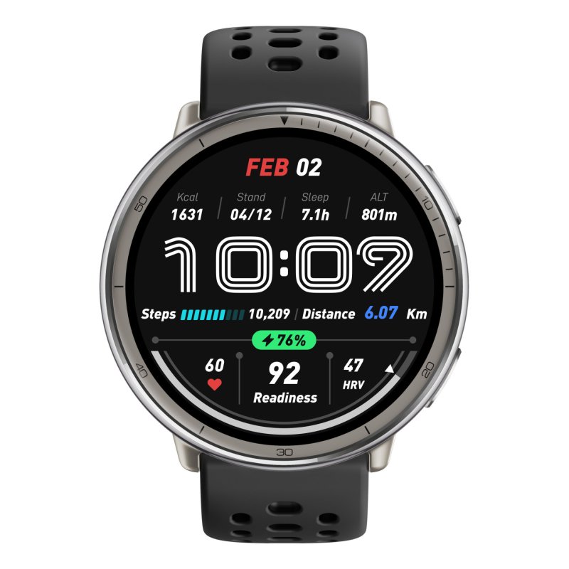 Amazfit W2433EU1N smartwatch / sport watch 3.35 cm (1.32") AMOLED Digital 466 x 466 pixels Touchscreen Silver