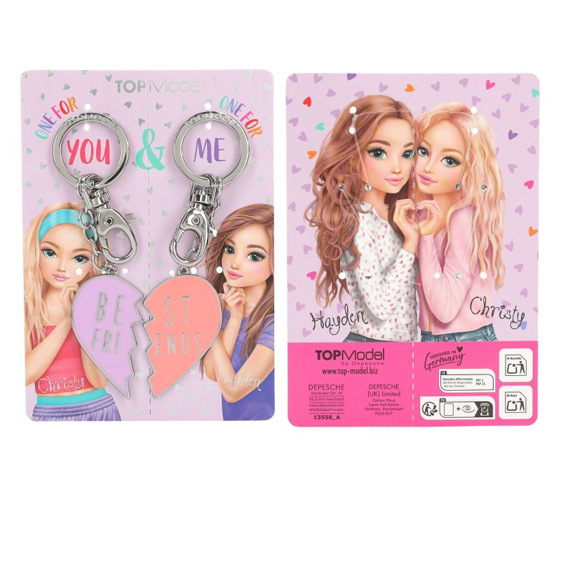 TOPModel Keyring Set Heart BFF
