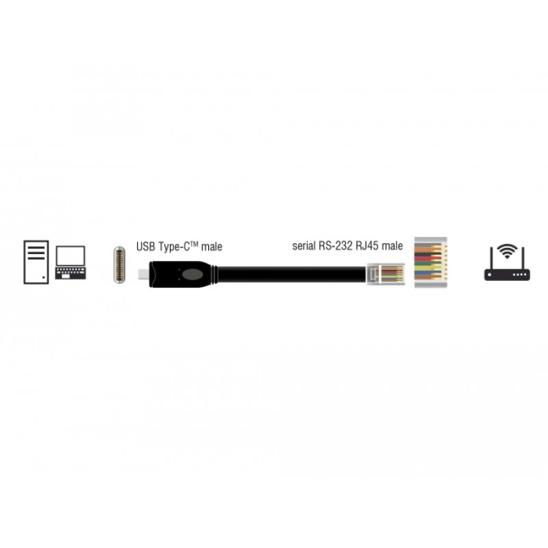 DeLOCK 63912 câble Série Noir 2 m USB Type-C RJ45