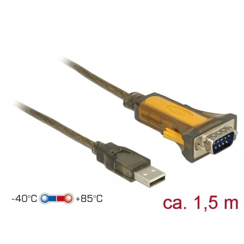 DeLOCK 65840 serial cable Black, Yellow 1.5 m USB Type-A DB-9