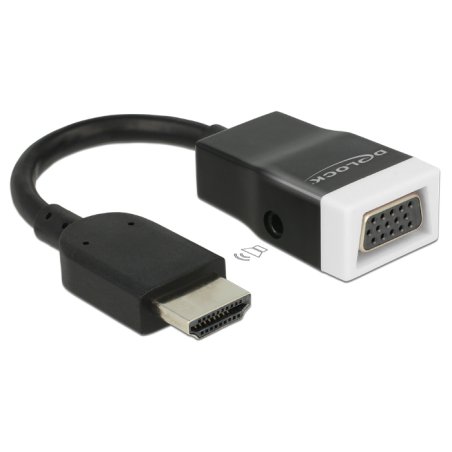 DeLOCK 65587 video cable adapter HDMI Type A (Standard) VGA (D-Sub) 3.5mm Black, White