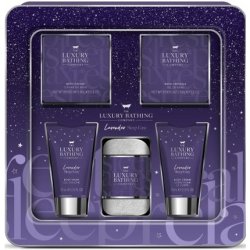 The Luxury Bathing Company Lavender Sleep Easy Body Cream 75ml Shower Gel 75ml Bath Caviar 80g Bath Salt 100ml Flannel