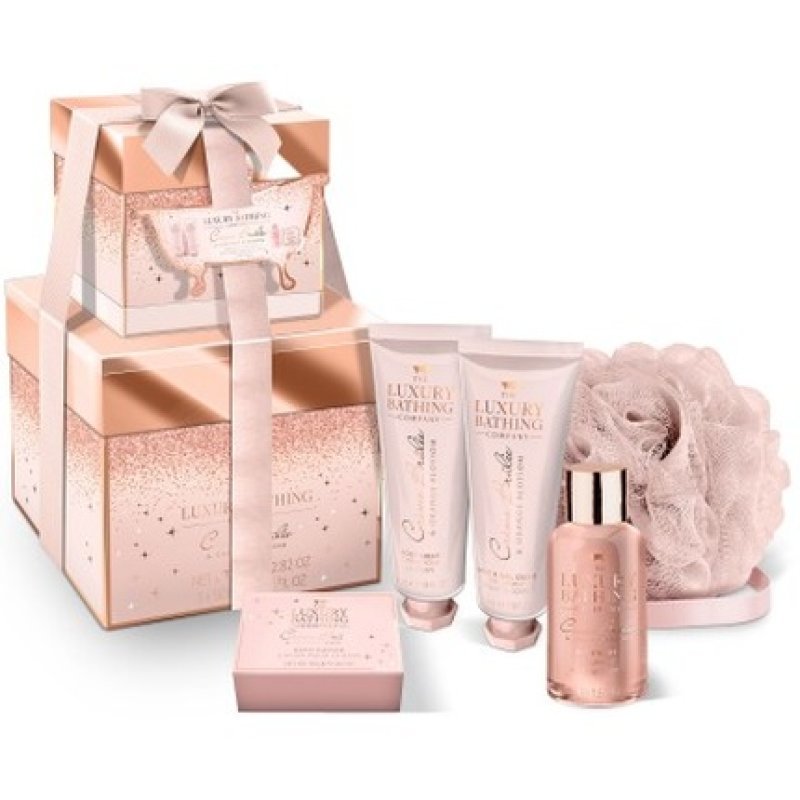 The Luxury Bathing Company All Stacks Up Shower Gel 50ml Body Cream 50ml Hand And Nail Cream 50ml Bath Caviar 80g And