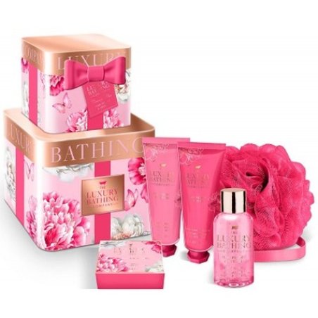 The Luxury Bathing Company Bathing Blossoms Body Cream 50ml Shower Gel 50ml Hand Cream 50ml Bath Caviar 80g Sponge