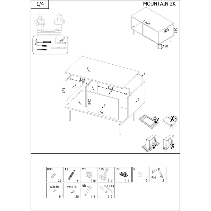 Cama MOUNTAIN 207005 Table à café, latérale et de salon Table basse Forme rectangulaire 4 pieds