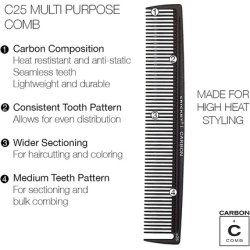 Cricket Carbon Comb Multi Purpose C25 for Unisex 1 Comb