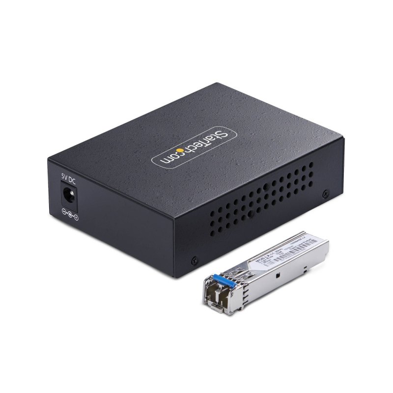 StarTech.com Gigabit Ethernet Copper-to-Fiber Media Converter, SM LC, 20km, 10/100/1000 Mbps, RJ45 to LC, Full Metal,