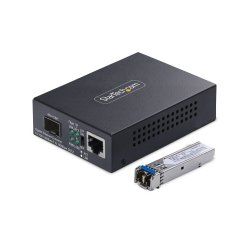 StarTech.com Gigabit Ethernet Copper-to-Fiber Media Converter, SM LC, 40km, 10/100/1000 Mbps, RJ45 to LC, Full Metal,