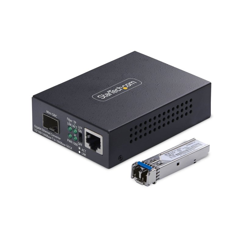 StarTech.com Gigabit Ethernet Copper-to-Fiber Media Converter, SM LC, 40km, 10/100/1000 Mbps, RJ45 to LC, Full Metal,