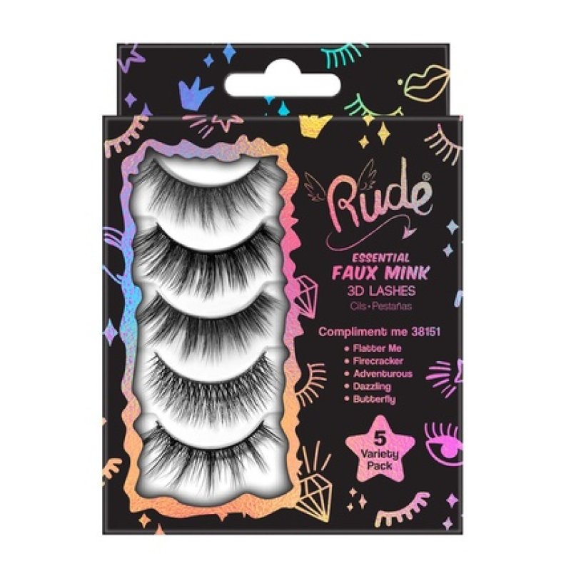 Rude Essential Faux Mink 3D Lashes - Pack of 5