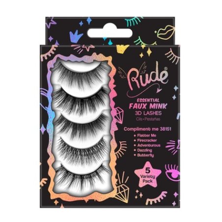 Rude Essential Faux Mink 3D Lashes - Pack of 5