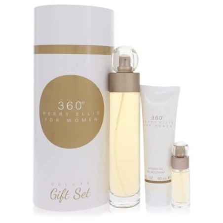 Perry Ellis 360 Gift Set 3.4oz Eau De Toilette Spray, 0.75oz Mini EDT Spray, 3oz Shower Gel