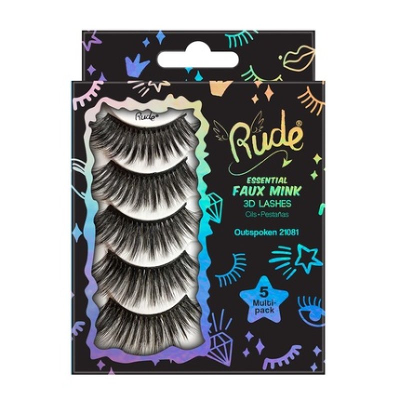RUDE Essential Faux Mink 3D Lashes Outspoken - Pack of 5